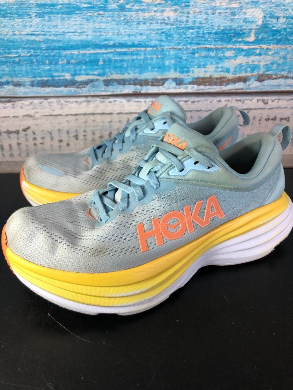 Hoka One One Bondi 8 Women’s 8.5 B Shoes Blue Running Sneakers 1127952 SSCA